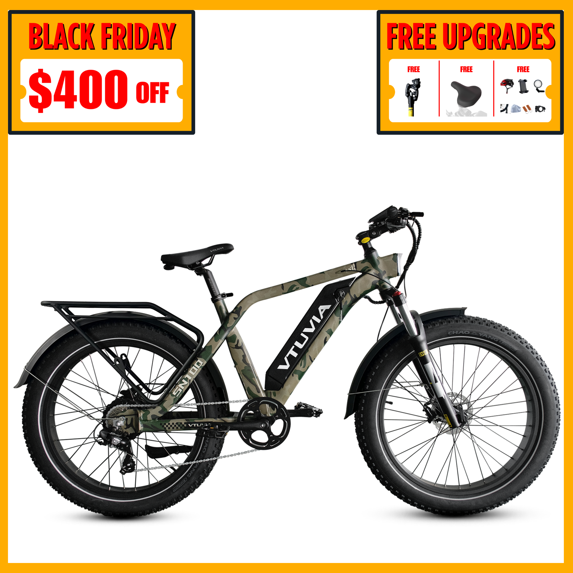 VTUVIA SN100 Hunting Electric Bike 750W Fat Tire Mountain Ebike