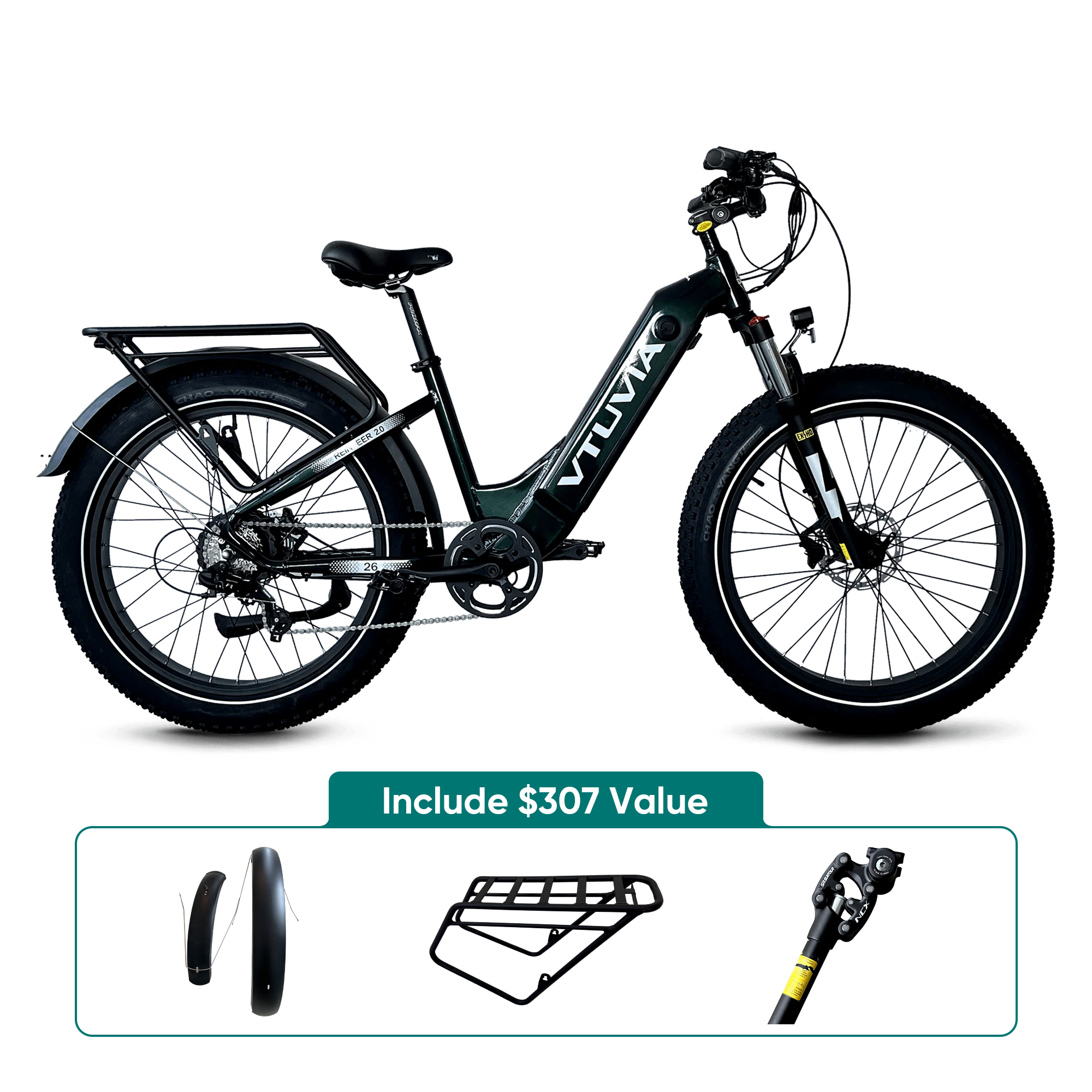 Best Comfort Step Through Fat Tire Ebike #color_blackish-green