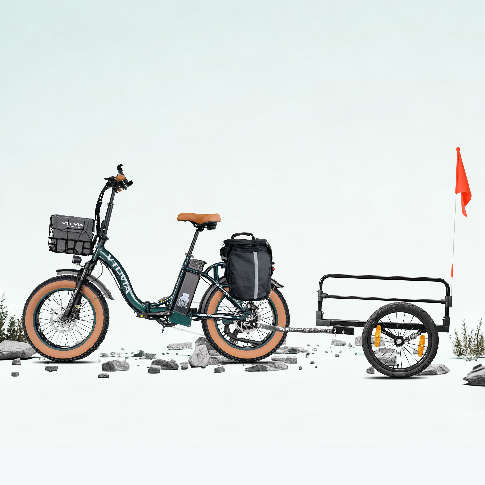 Folding Electric Cargo Bikes | VTUVIA SF20H E-bike#color_dark-green