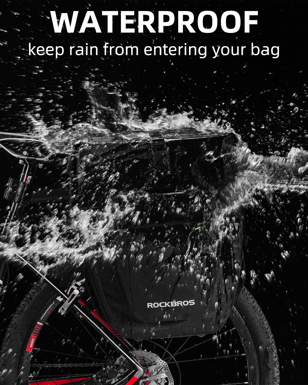 ROCKBROS 27L Waterproof Bike Pannier Bag Grocery Touring Cycling Large Capacity Rear Rack Bag