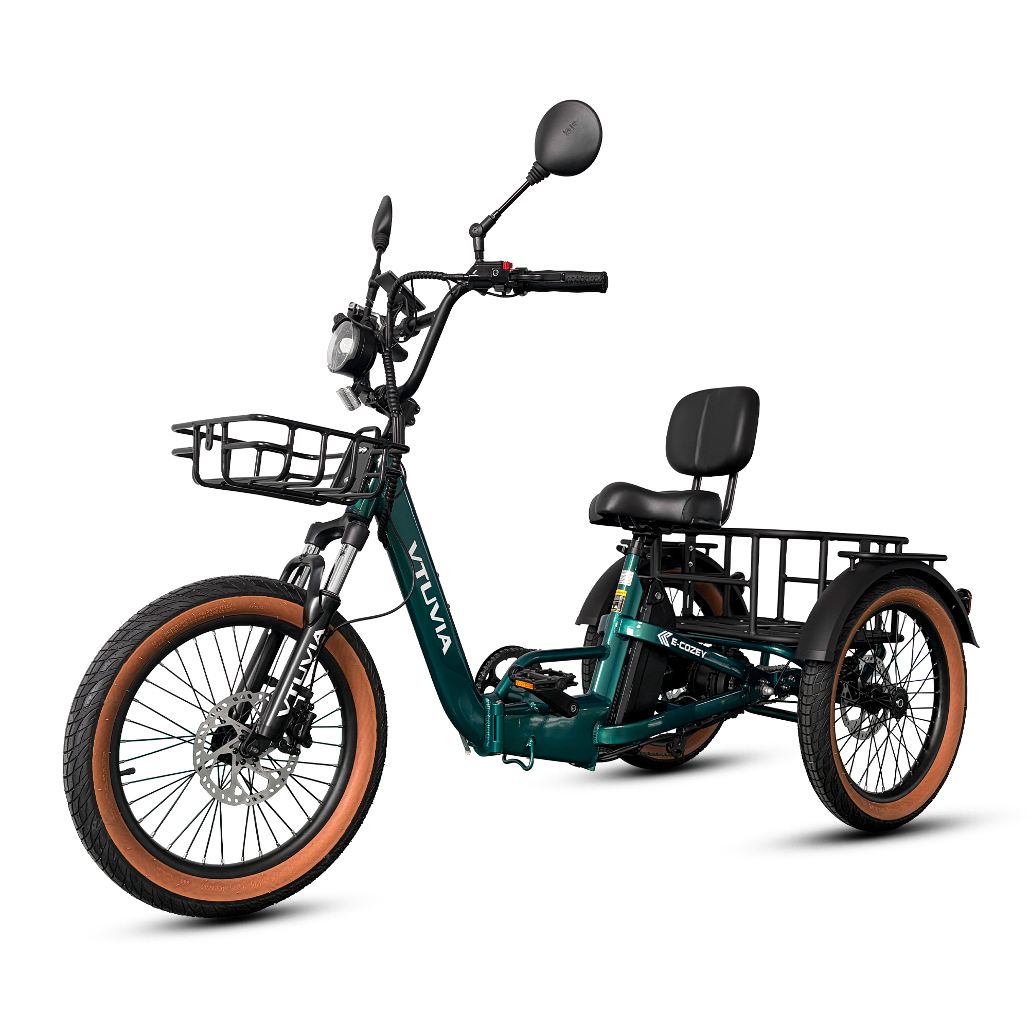 VTUVIA E-COZY electric trike with rear basket