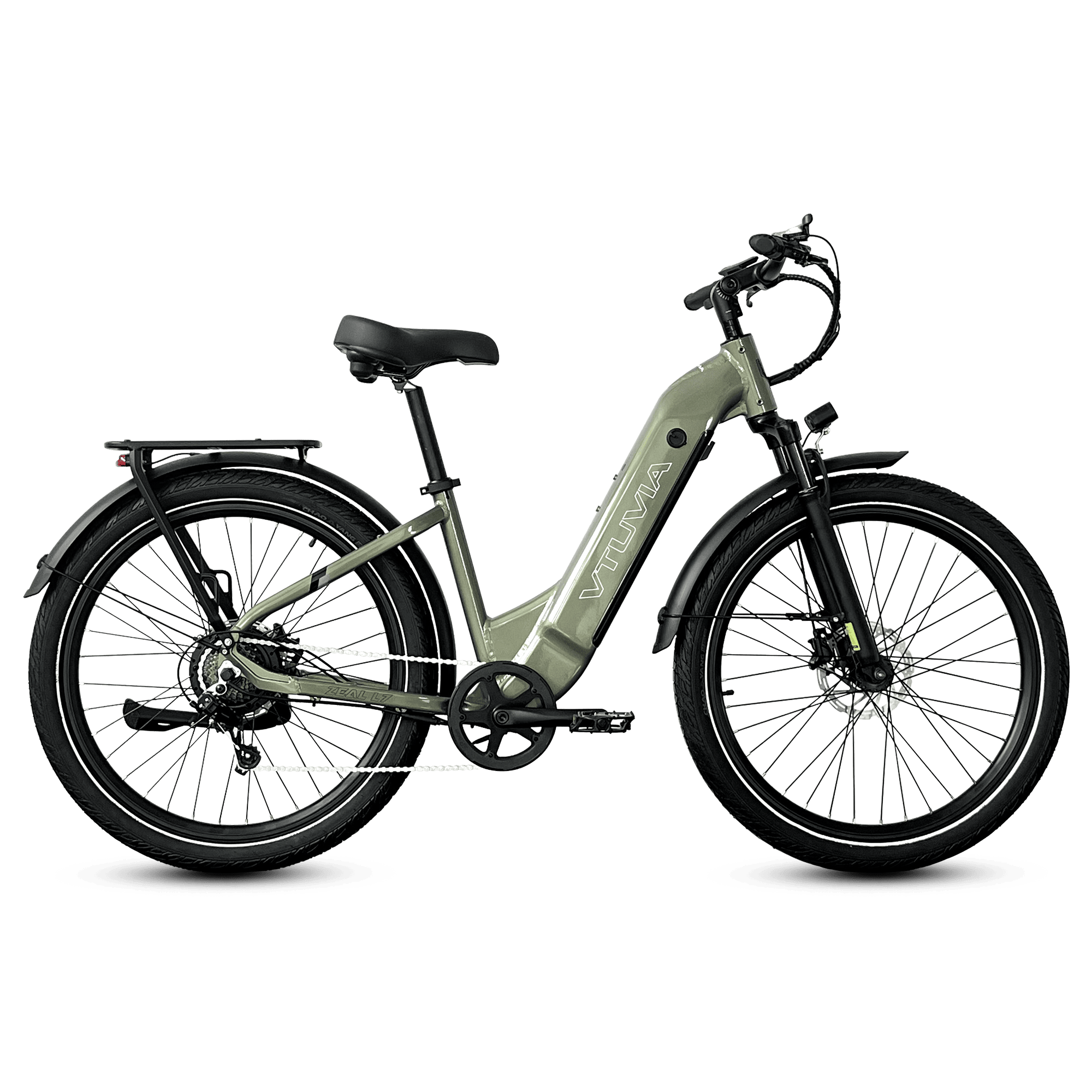 electric commuter bike long range electric bike pedal electric bike VTUVIA Zeal LT7#color_olive-green