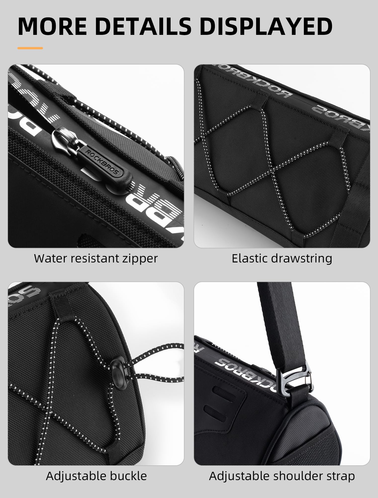 ROCKBROS 1.5L Bike Handlebar Bag - Reflective Front Handlebar Bag for MTB Road Bikes