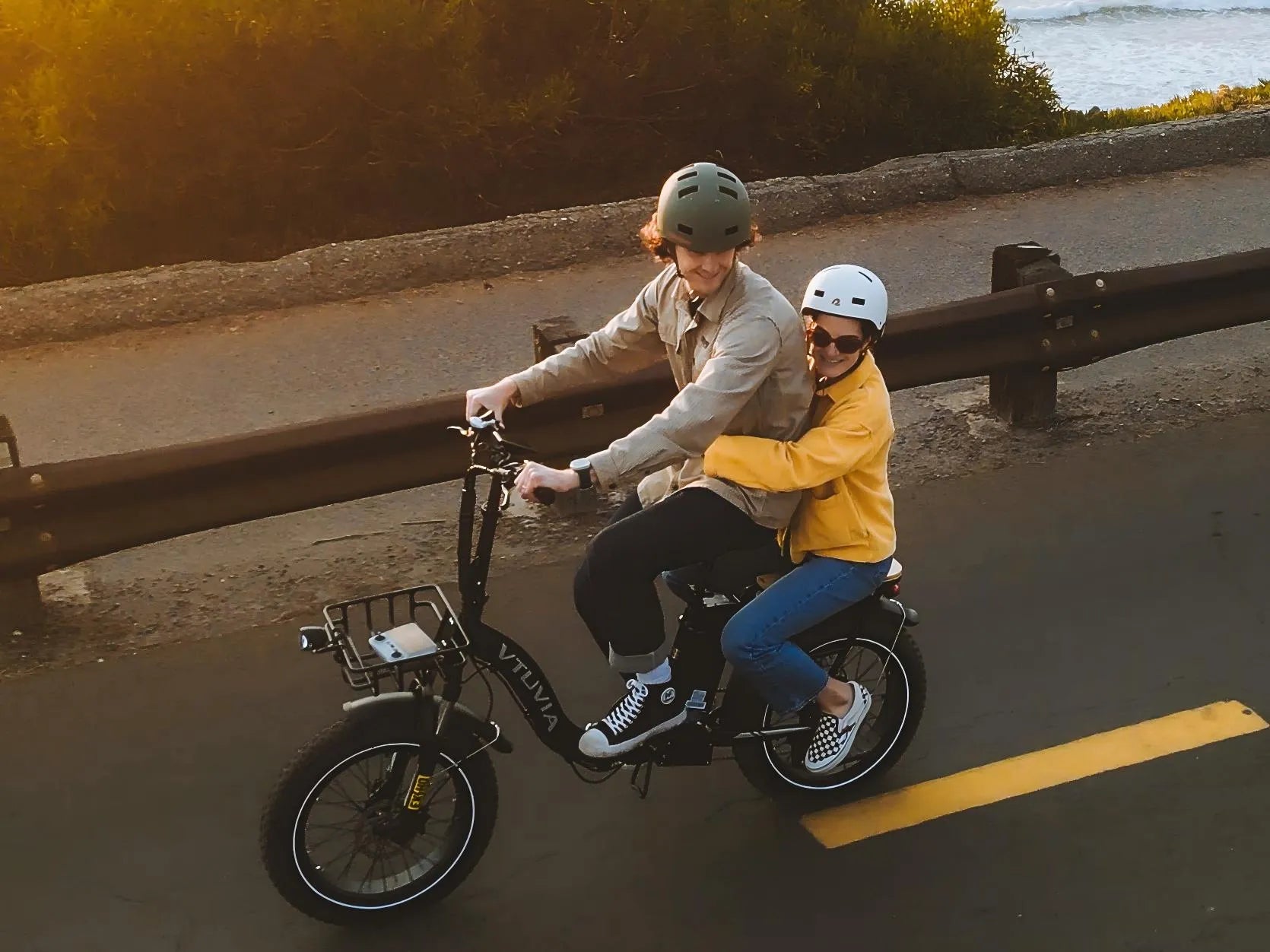 VTUVIA SF20H 20 inch fat tire folding electric bike with passenger seat