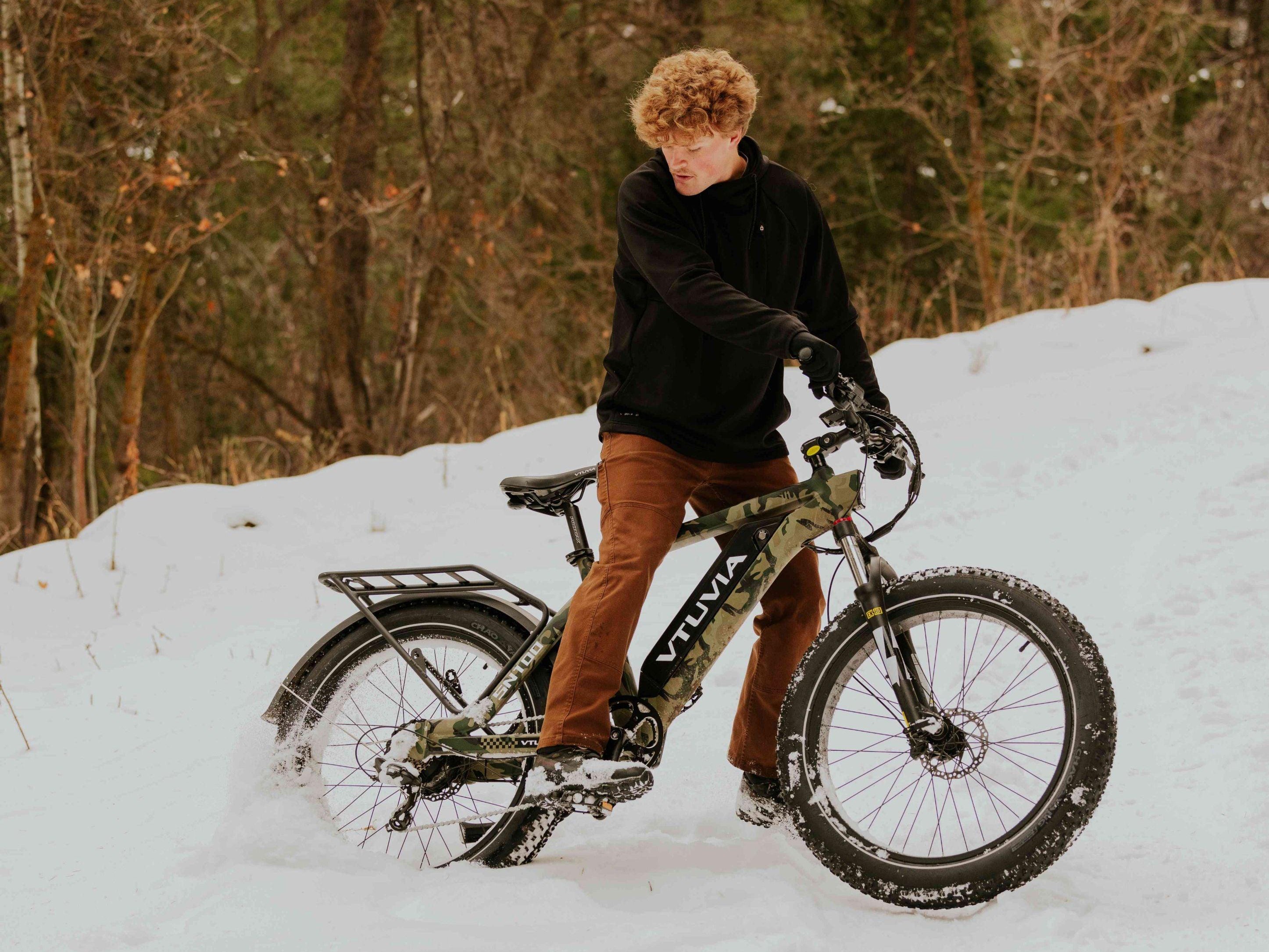 VTUVIA SN100 750W all-terrain electric bike with fat tires, perfect for hunting and off-road adventures