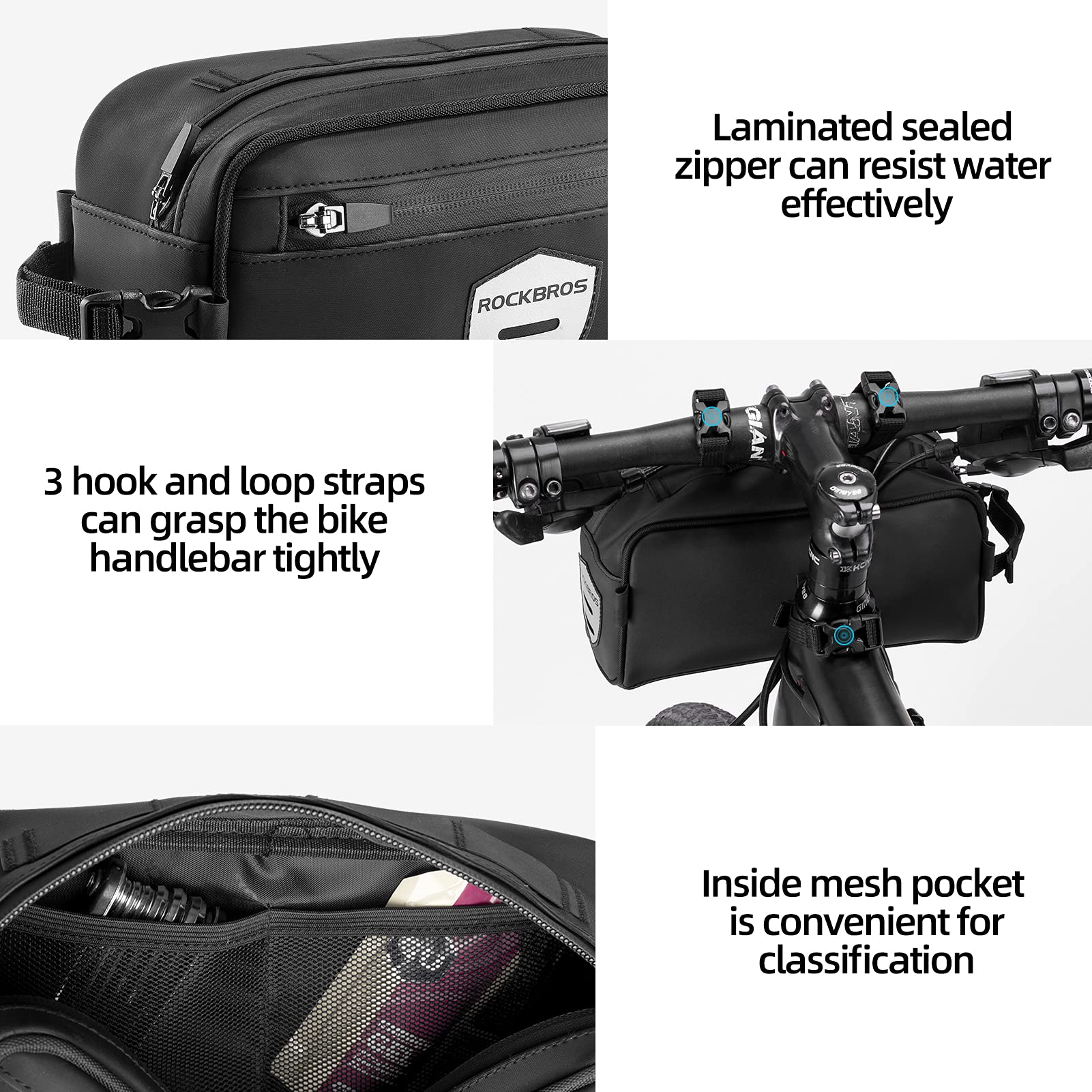 ROCKBROS Bike Handlebar Front Frame Bag with Removable Shoulder Strap for Cycling