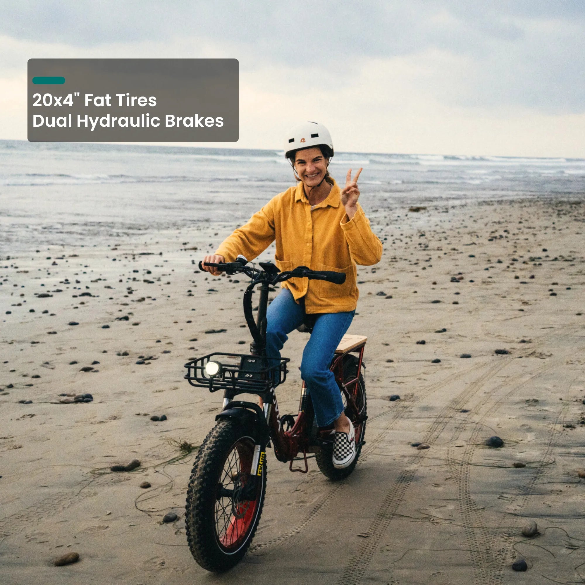 750W Fat Tire Folding Electric Bikes | Beach Cruiser Electric Bike VTUVIA SF20H E-bike#color_red