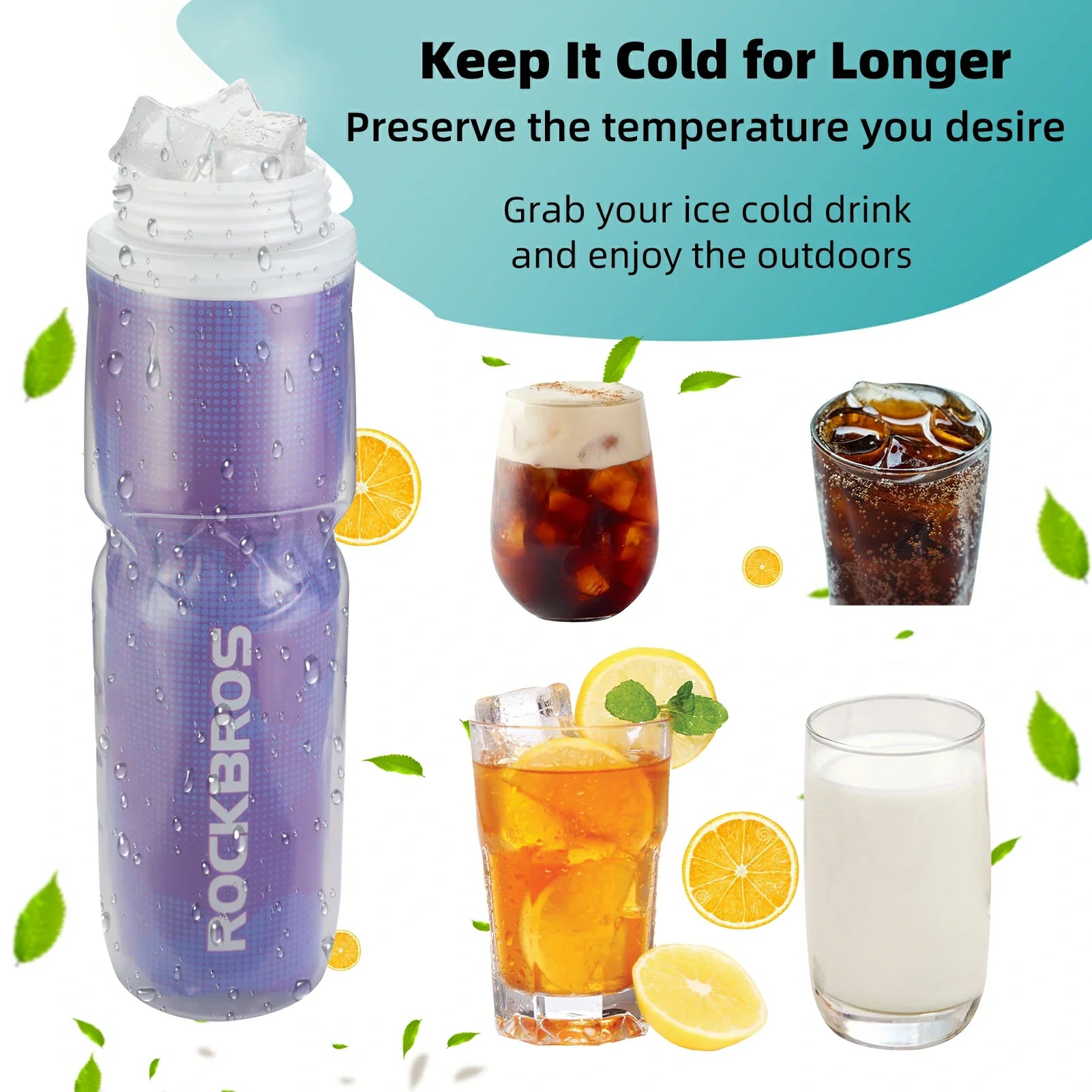 ROCKBROS 24OZ Insulated Bike Water Bottle