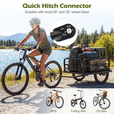 Bike Cargo Trailer Heavy-Duty Bicycle Wagon Cart with Universal Hitch-Black