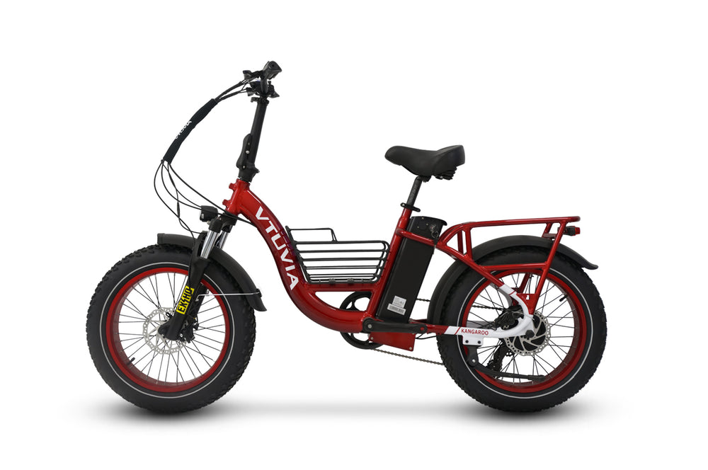 vtuvia-Kangaroo-20-Inch-Fat-Tire-E-Bike-red,Fat Tire Cargo Electric Bike