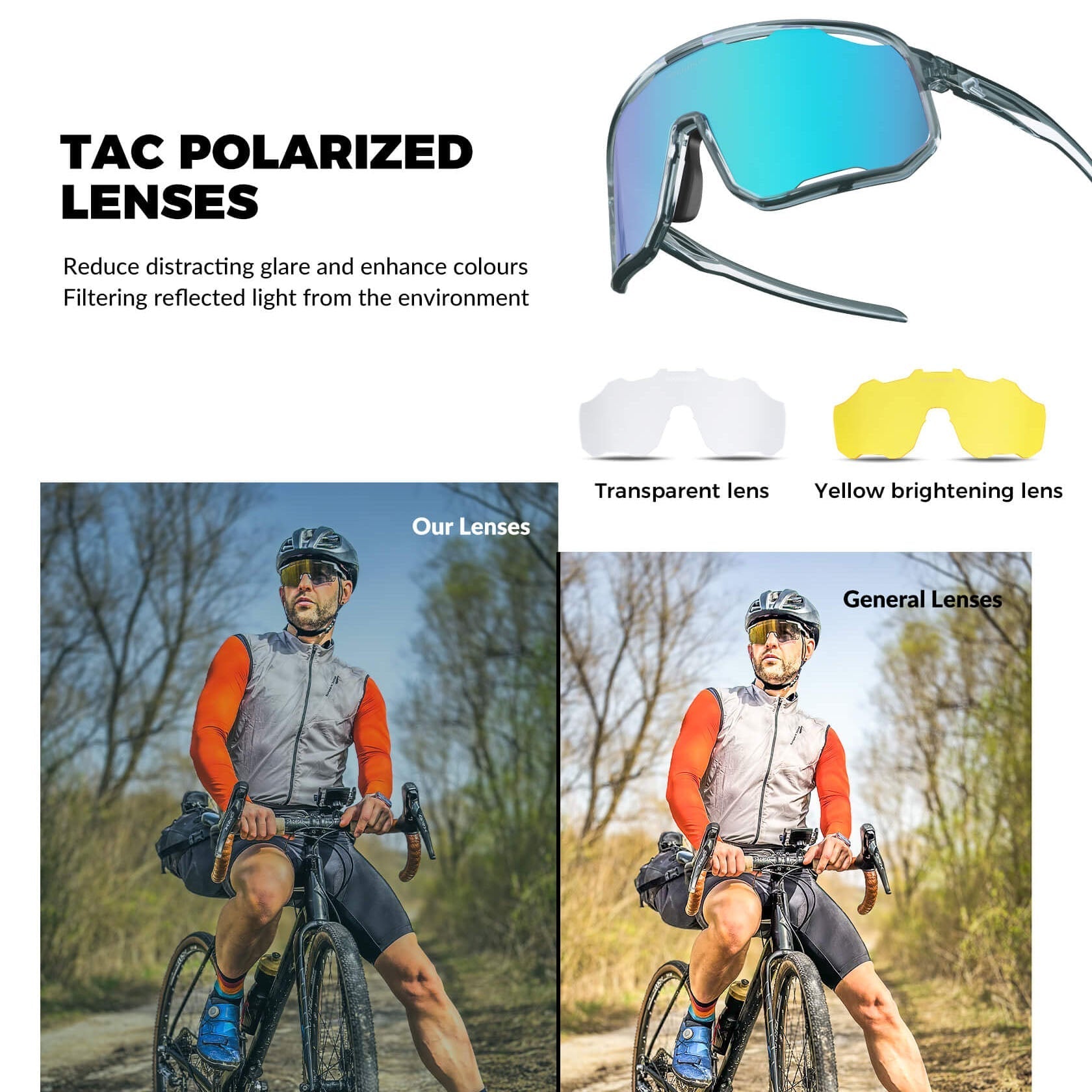 Transparent Windproof Polarized Cycling Glasses
