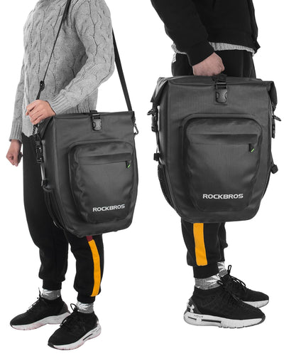 ROCKBROS 27L Waterproof Bike Pannier Bag  Grocery Touring Cycling Large Capacity Rear Rack Bag