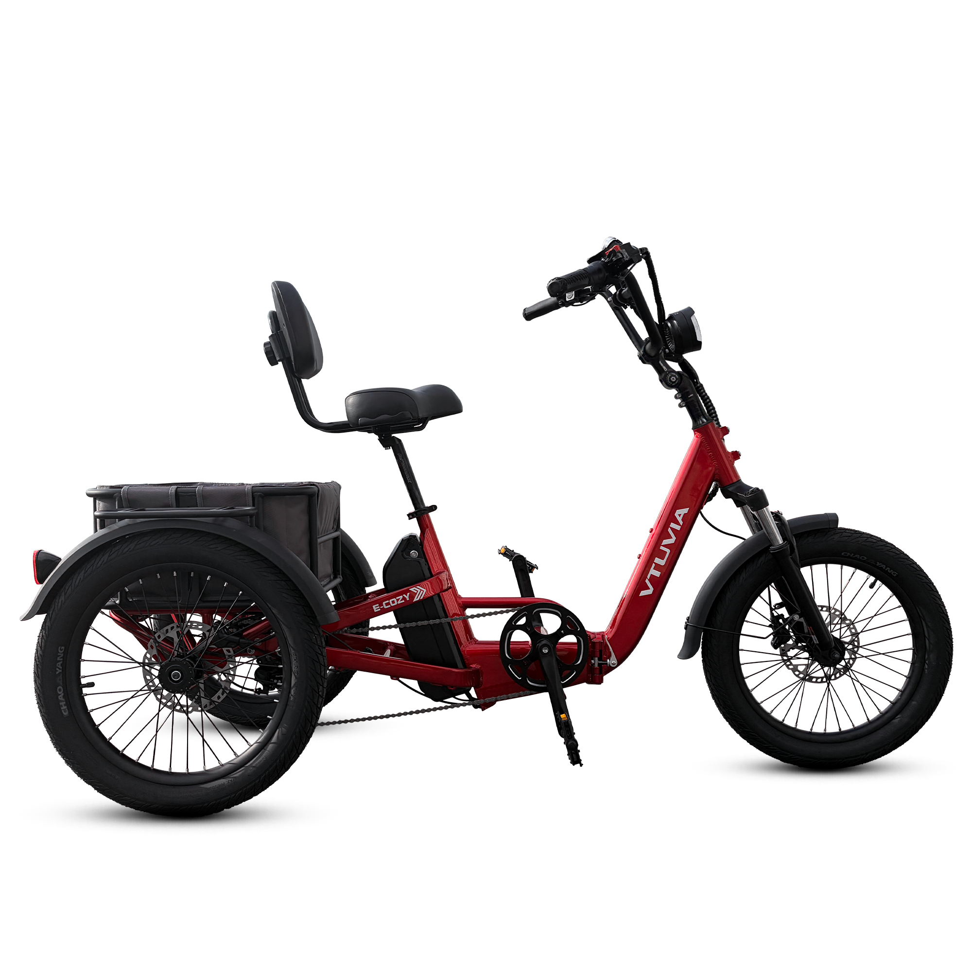 VTUVIA E-Cozy Electric Trike with Three Wheels #color_ruby-red