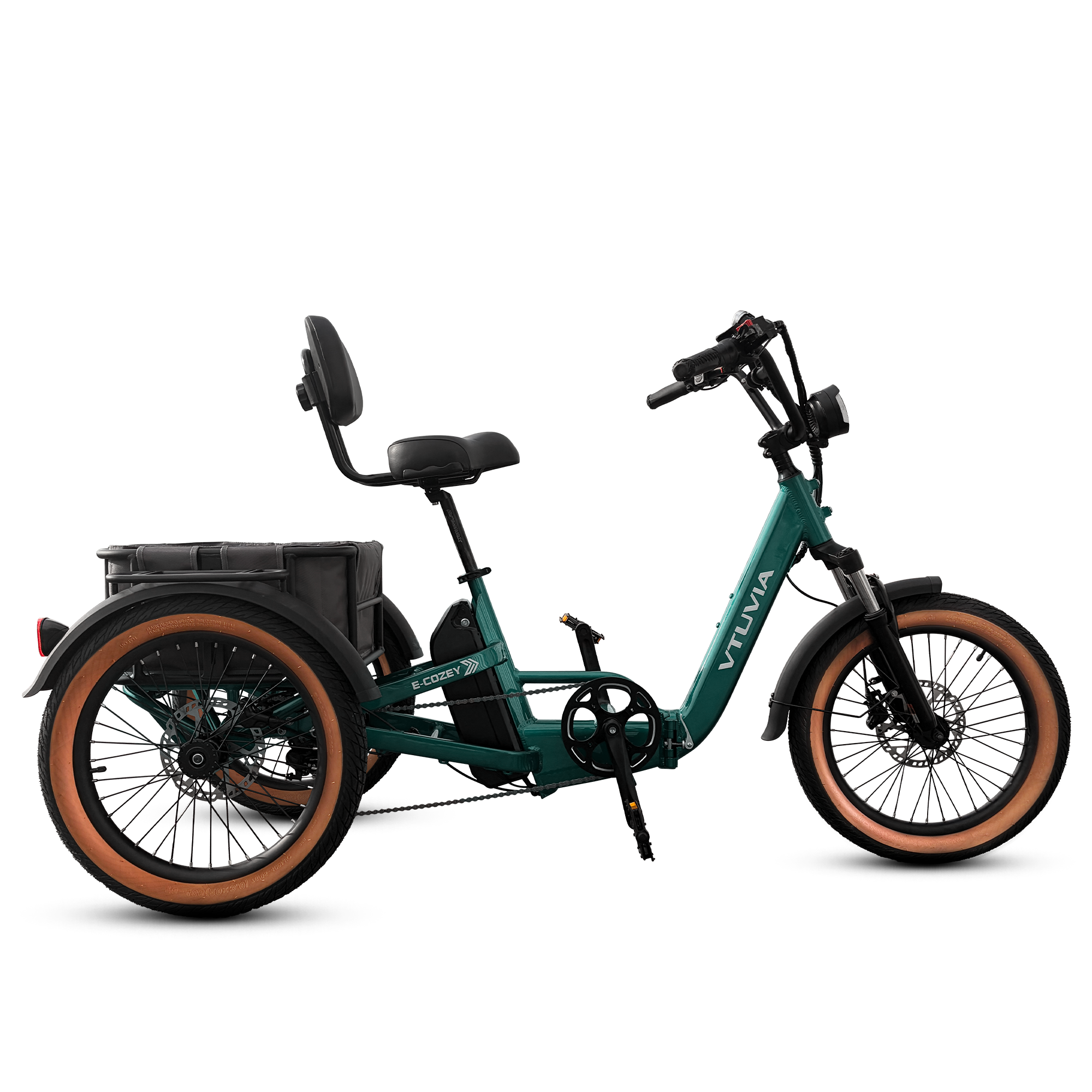  VTUVIA E-COZY electric trike with rear basket 