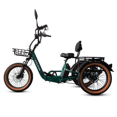 VTUVIA E-COZY green electric tricycle for seniors with adjustable backrest and step-through design  