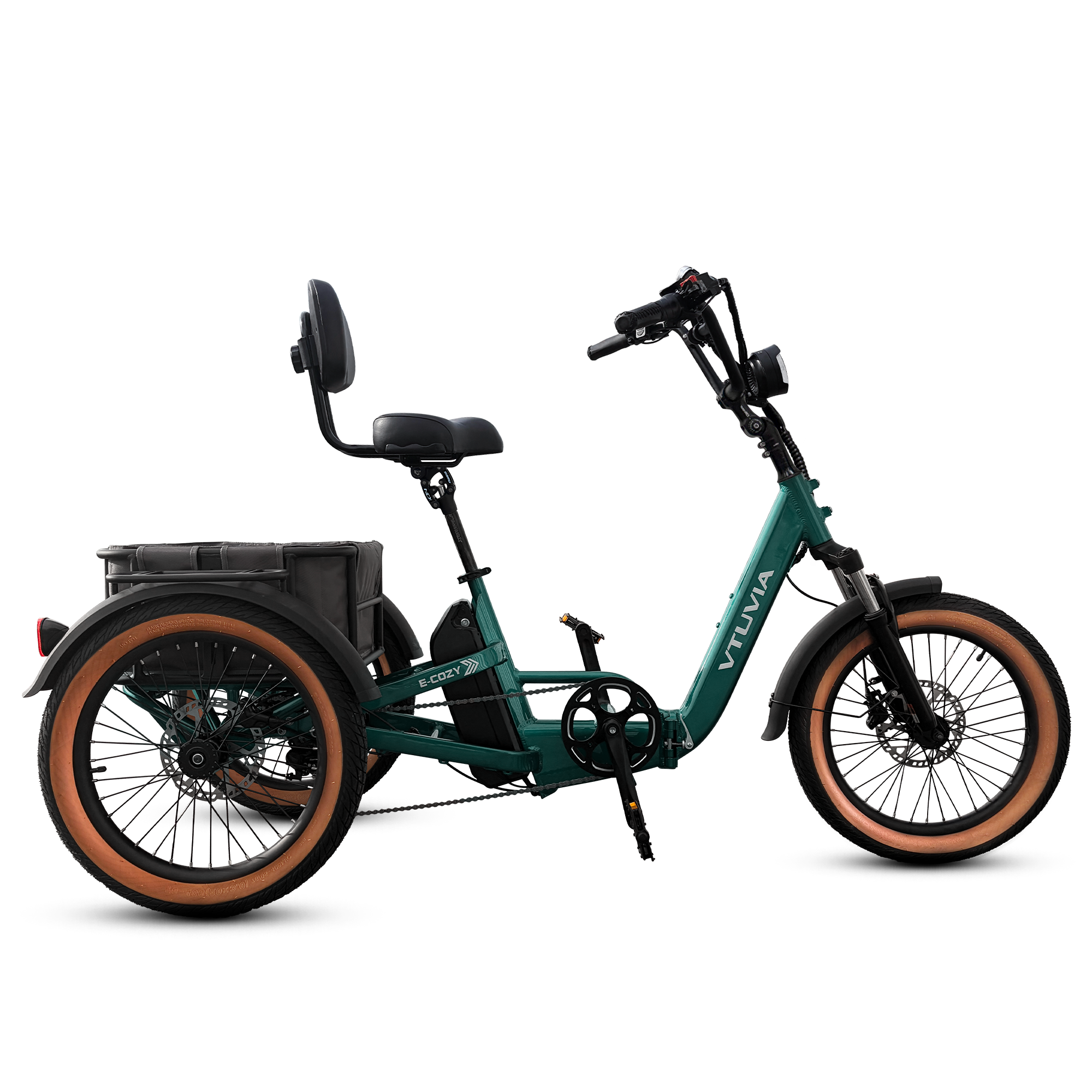 VTUVIA 3-wheel electric bike with adjustable stem and suspension seatpost 