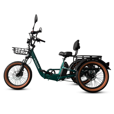 VTUVIA E-COZEY green electric tricycle for seniors with adjustable backrest and step-through design  