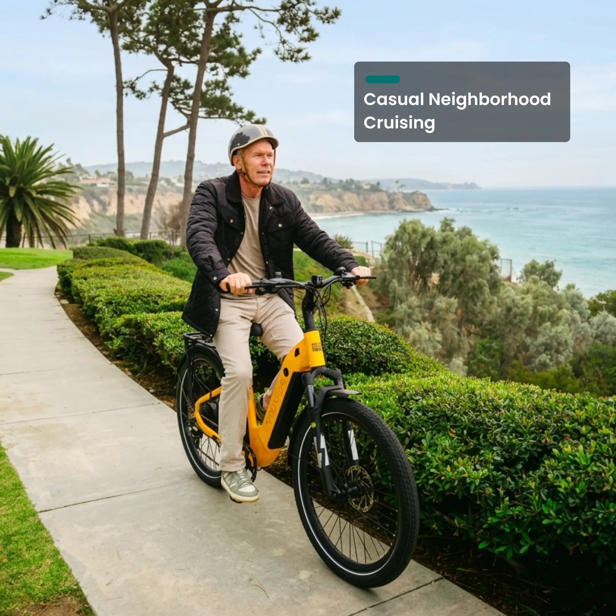 VTUVIA Zeal LT7 solo casual ride in neighborhood and park #color_lemon-yellow