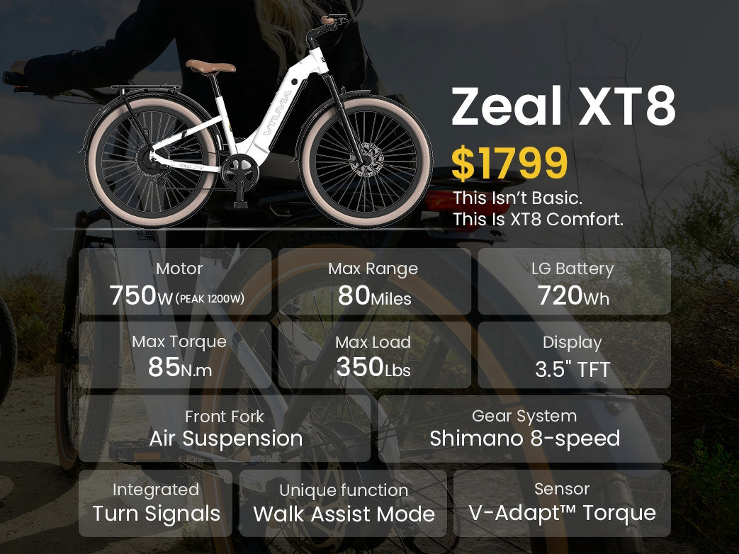 VTUVIA Zeal XT8 Torque Sensor Long Range Electric Bike