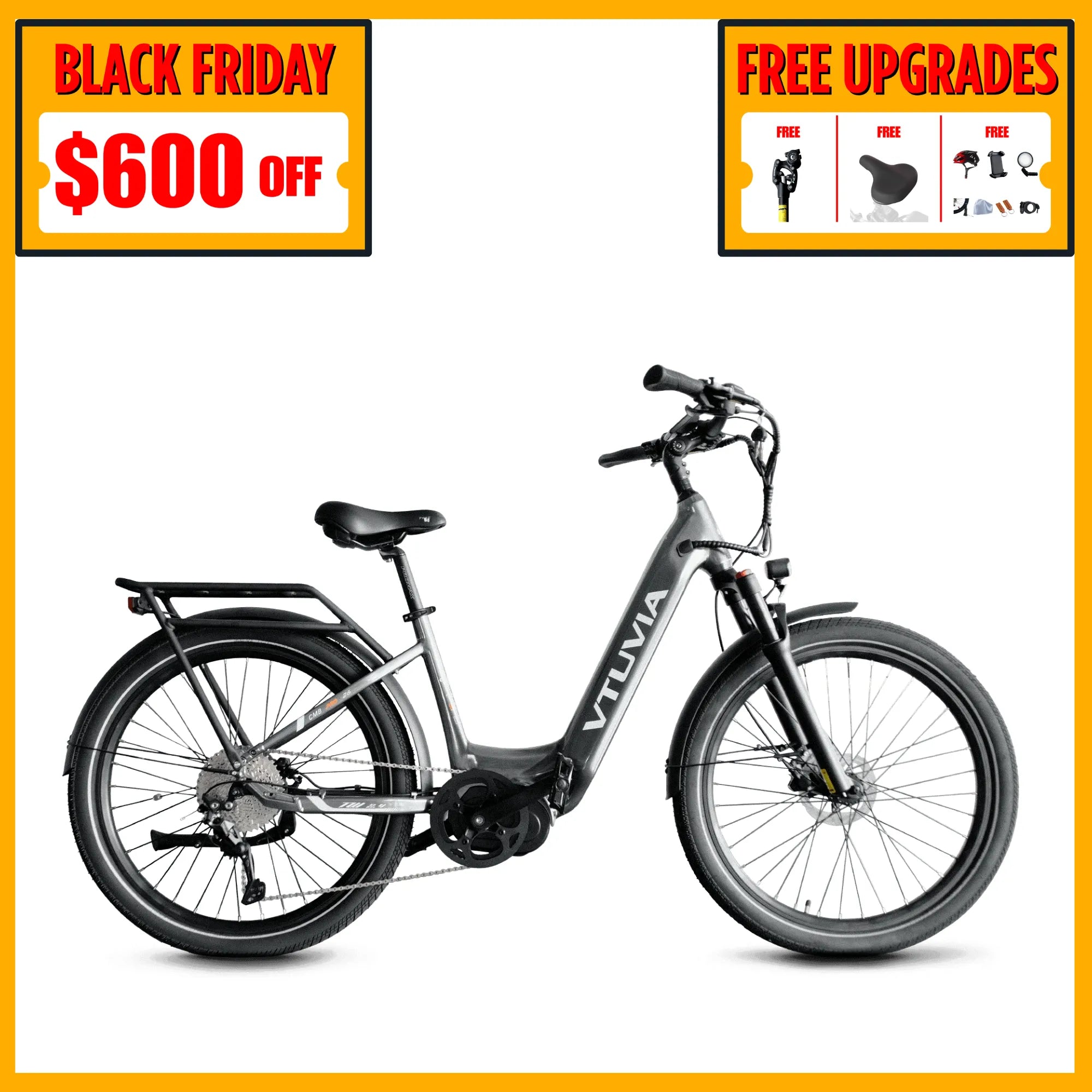 Mid Drive 500W Electric Bike | VTUVIA E-bike #color-metallic-Silver