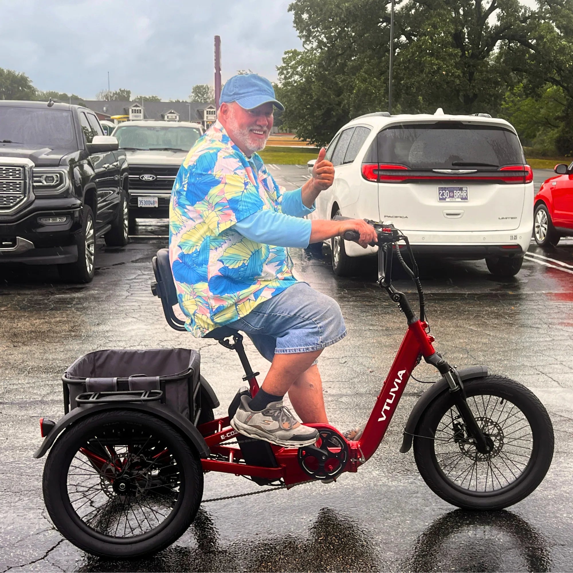 VTUVIA E-COZY Comfortable Three-Wheel Bicycle for Older Riders #color_ruby-red