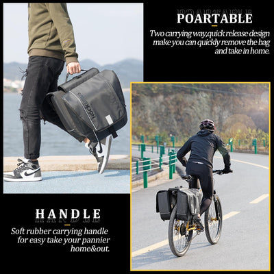 ROCKBROS 30L Bike Rear Rack Panniers Bags for Bicycles Waterproof