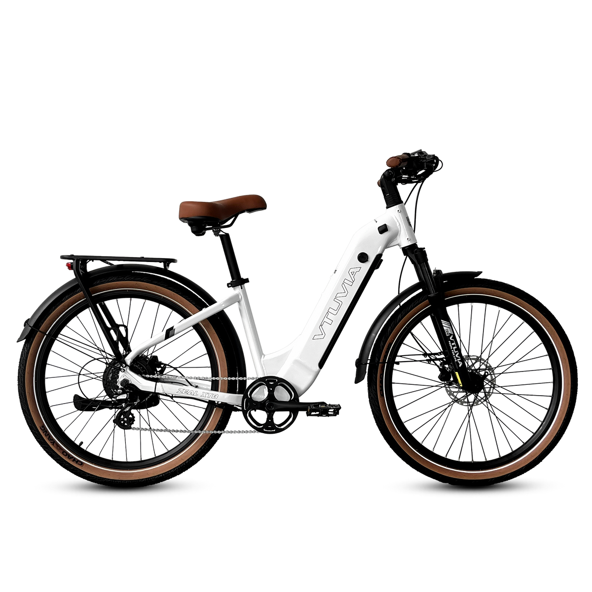 VTUVIA Zeal XT8 step-through electric bike in Glacier White